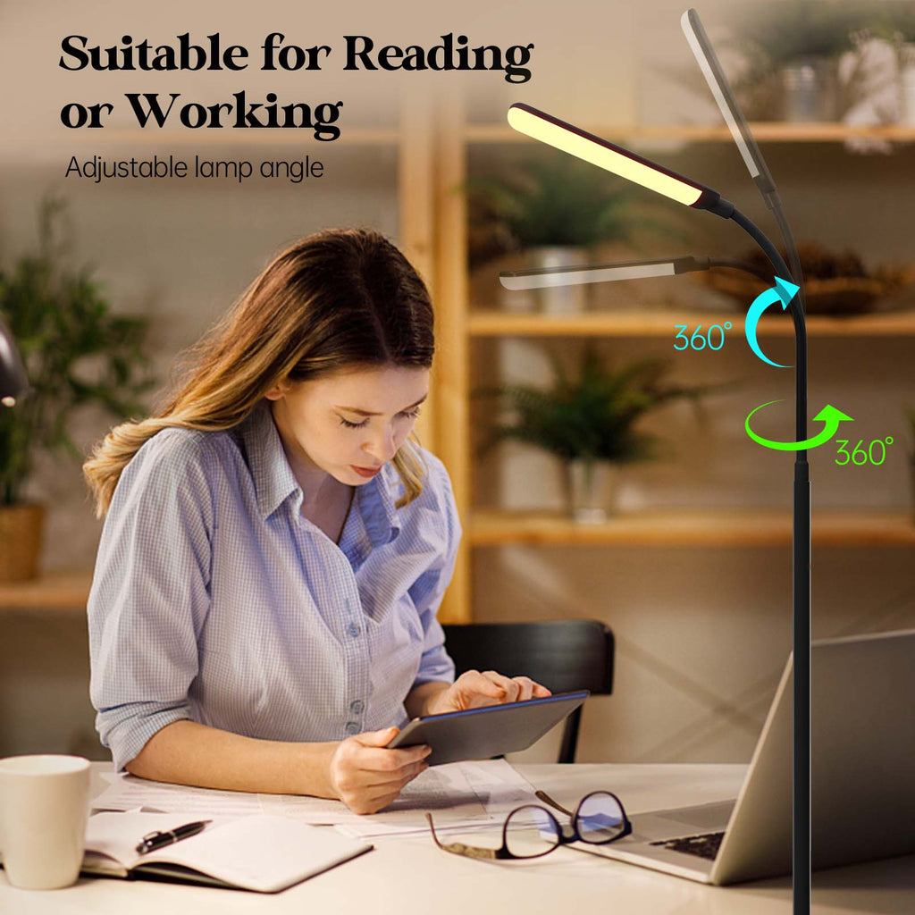 Aisutha LED Floor Lamp for Living Room – 18W Adjustable Brightness & Color, Eye-Caring Reading Light with Remote