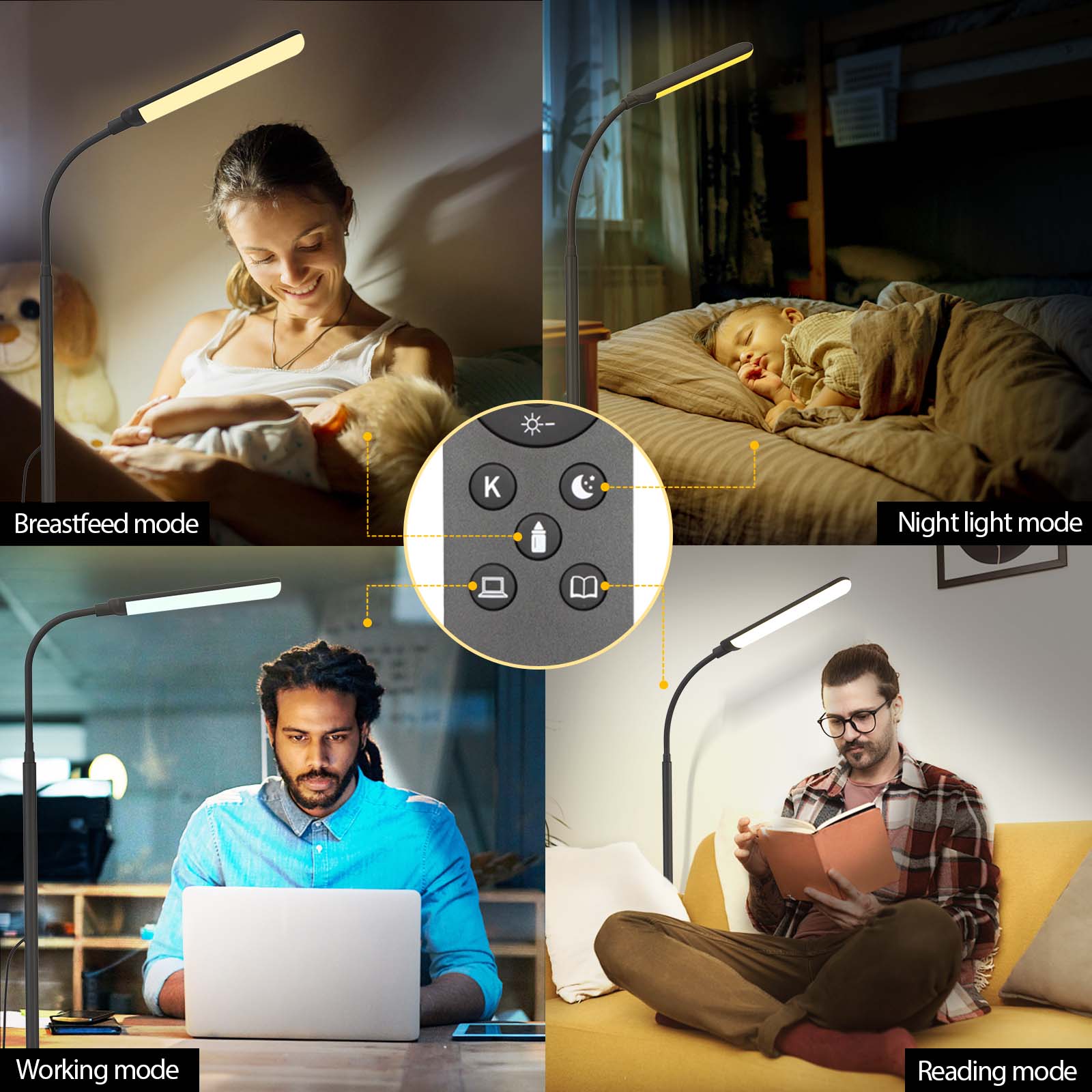 Aisutha LED Floor Lamp for Living Room – 18W Adjustable Brightness & Color, Eye-Caring Reading Light with Remote